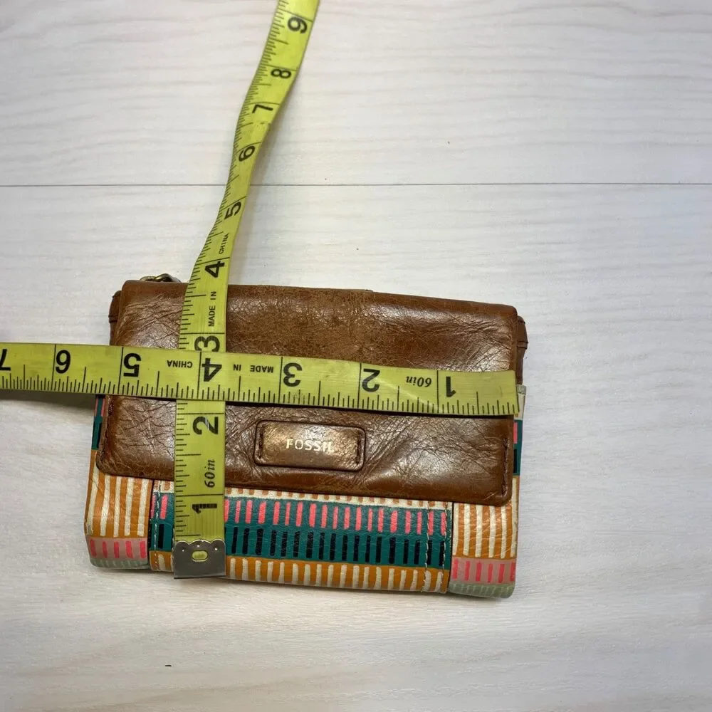 Fossil Ellis Leather Wallet Bifold Organizer‎ Brown Multi SL7367994